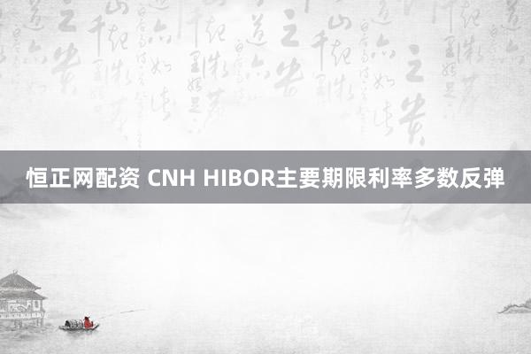 恒正网配资 CNH HIBOR主要期限利率多数反弹