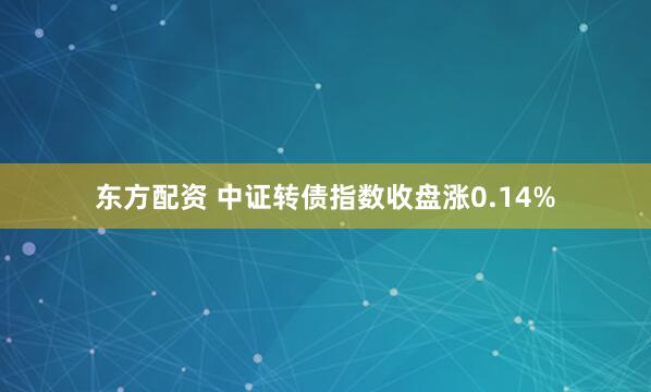 东方配资 中证转债指数收盘涨0.14%